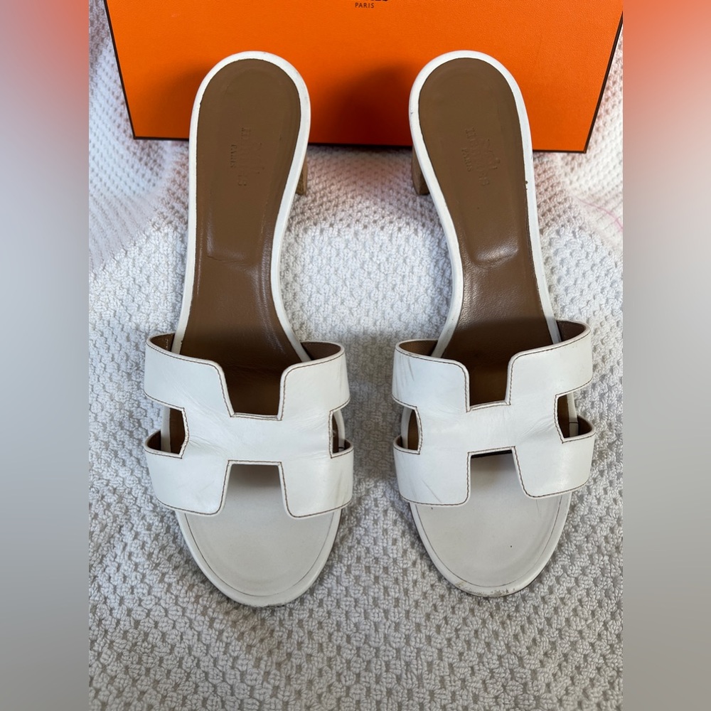 Hermes White Oasis Sandals
